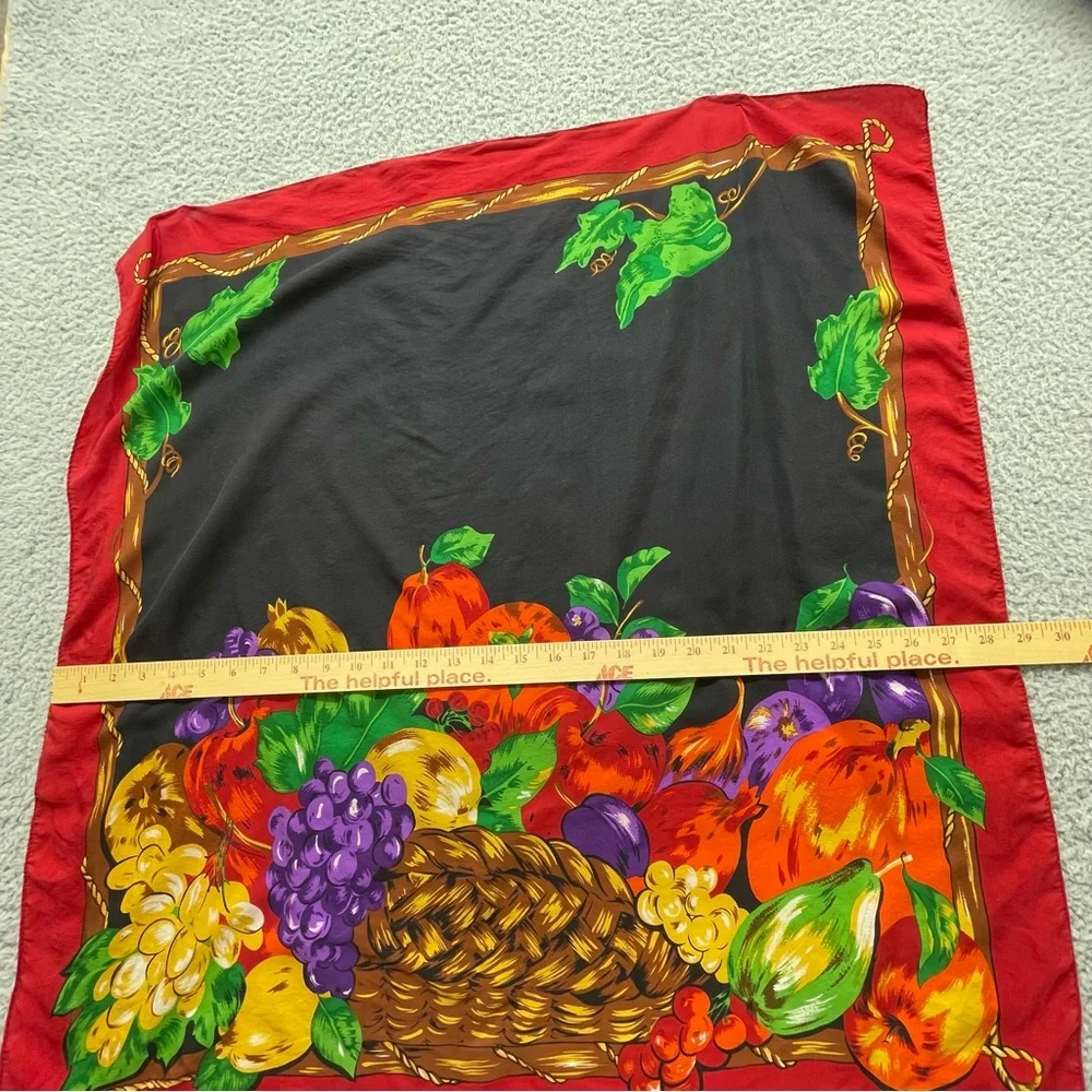 Carole Little‎ Red and Black 100% Silk Scarf Floral Print boho peasant party